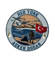 "Her Türk Asker Doğar." Asker Arma 9.5 cm 3d, Yeni Model Tip Cırtlı (Çok Renkli)