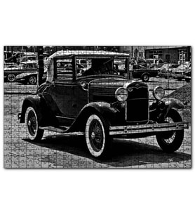 Cakapuzzle Siyah Beyaz Antika Amerikan Araba  Puzzle Yapboz MDF (Ahşap) (120 Parça)