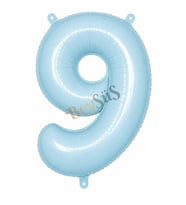 9 Rakam Folyo Balon Mavi Rengi (76 cm)