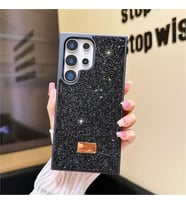 Coverzone Xiaomi Redmi Note 12 Pro ile Uyumlu Elmas Desen Ta?l? K?l?f � 2 mm Kamera �?k?nt? Koruma, I??lt?l? L�ks ??k Darbe Emici Kapak Siyah