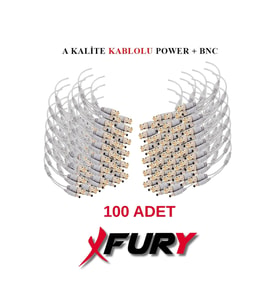 FURY 100 Adet A Kalite Kablolu Hazır BNC + DC POWER Jack Kablolu Y Tipi Konnektör