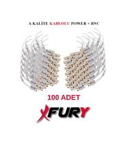FURY 100 Adet A Kalite Kablolu Hazır BNC + DC POWER Jack Kablolu Y Tipi Konnektör