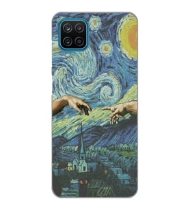 Samsung Galaxy A22/M22/M32 Uyumlu Sanatsal Vintage Desenli Şeffaf Telefon Kılıfı