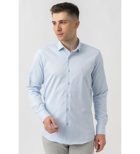 White Stone Aarberg G2424 Regular Fit Pamuklu Likralı Gömlek Buz Mavisi