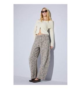 Defacto Baggy Fit Leopar Desenli Normal Bel Kahverengi Kadın Pantolon G2776AX/BN474