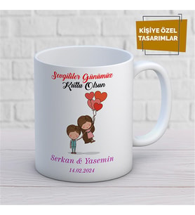 Kişiye Özel İsim Yazılabilir Sevgi Temalı Kupa Bardak