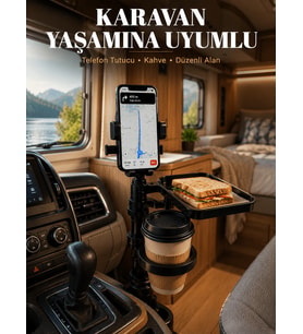 Araç İçi Telefon Tutucu ve Bardaklık Organizeri Çok Amaçlı Tasarım