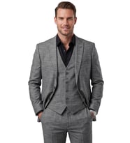 DeepSEA Antrasit 3 Parça Slim Fit Yelekli Erkek Takım Elbise – Çift Yırtmaçlı Modern Kesim 2601631