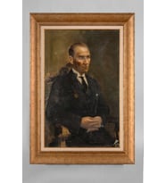 Altın Varaklı Paspartulu Çerçeveli Atatürk Tablo sd460