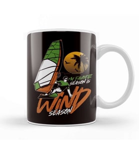Wind Season Windsurfing Windsurfer Sunset Ocean Wave Surfing Kupa Bardak Porselen