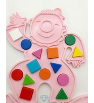 Eğitici Geometrik Şekiller - Renkli Şekil Eşleştirme - Zeka Geliştirici Çocuk Puzzle (Pembe)