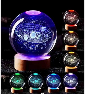Wolawood Kristal Cam Kar Küresi 3D Renk Değiştiren Rgb'li Doğal Ahşap Standlı USB Kablolu LED Işıklı Lamba Seti Konsept Dekoratif Hediyelik Eşya Top Dekor Özel Premium Seri