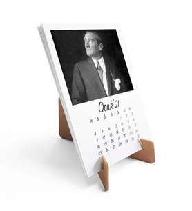 Atatürk Fotoğraflı 2026 Masa Takvimi - Siyah Beyaz