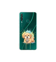 Huawei Y6P ile Uyumlu Splash Köpek Tasarımlı Şeffaf Silikon Kılıf