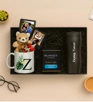 Kişiye Özel Fotoğraflı Çerçeve,Kupa,Atlı Karınca,Ayıcık,Kahve Ve Termos Hediye Seti (STD)