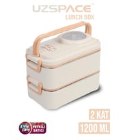 Uzspace 1200 ML İki Kat Dört Bölme Paslanmaz Çelik Lunch Box Yeni Nesil Sefer Tası-Sos Kaseli Model-FFLBOX8023