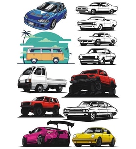 Arabalar Sticker Set-3 13 Parça Telefon, Tablet, Defter, Laptop Sticker