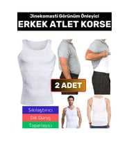 Özel Üretim Jinekomasti Dik Duruş Toparlayıcı Göbek Sıkılaştırıcı Elastik Erkek Atlet Korse 2 Adet (Beyaz)