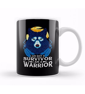 I Am Not A Survivor I Am A Warrior Fierce Wolf Kupa Bardak Porselen