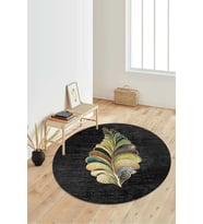 Dijital Baskılı Kaymaz Taban Yıkanabilir Yuvarlak Salon Halısı Koridor Halısı Paspas NDY-SD-270 (Siyah)