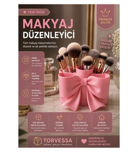 Şık Fiyonk Tasarımlı Makyaj Fırçalık Organizeri