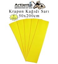 Krapon Kağıdı 50x200 cm 5 Adet Renkli Grapon Kağıdı Okul Sınıf Etkinlik Kreş Okul Öncesi Kırapon Grafon (Sarı)