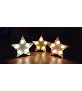 Yılbaşı Ağacı Süsü 5 Ledli Parlayan Yıldız Set (3 renk gri-bakır-gold) Parti Dekorsyon Süsleme