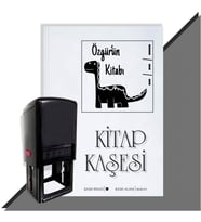 Kişiye Özel  Dinazor Silüeti 7 Tarihli Kitap Kaşesi (Siyah)