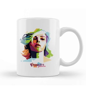 Geometric Celebrity Scarlett Johansson Kupa Bardak Porselen
