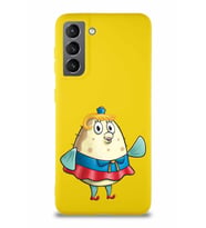 Samsung Galaxy S21 Soft Premier Kapak Bayan Puff Tasarımlı Silikon Kılıf - Sarı (Şeffaf)