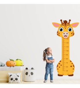 Sevimli Safari Hayvanları Çocuk Boy Ölçer Duvar Stickerı - Bebek ve Çocuk Odası Boy Cetveli Etiketi