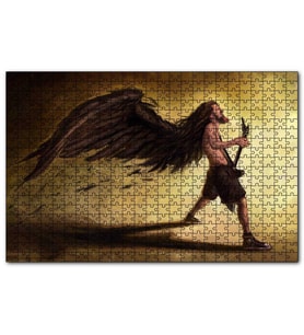Cakapuzzle Elektrogitar Çalan Adam Karikatür 120 Parça Puzzle Yapboz MDF (Ahşap)