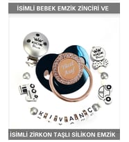 Sahi Aksesuar İsimli Bebek Emzik Zinciri ve İsimli Silikon Emzik Seti