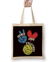 Peace Love Volleyball Player Game Team Coach Setter Training Bez Çanta Uzun Saplı
