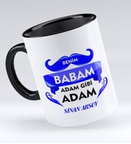 BK Gift Kişiye Özel Benim Babam Adam Gibi Adam Tasarımlı Siyah Kupa Bardak - Model 1