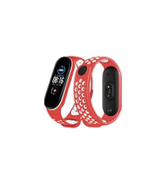 Mey İthalat® Mi Band 4 Spor Delikli Kordon - Kırmızı-Beyaz