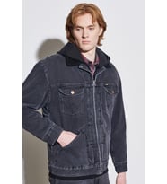 W4727029P Wrangler Erkek Regular Fit Kapüşonlu Tam Fermuarlı Sherpa Jean Kot Ceket (Antrasit)