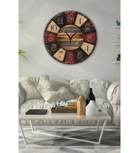 Retro Tasarımlı Duvar Saati 35x35 Cm (Baskılı)