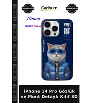 iPhone 14 Pro Gözlük ve Mont Detaylı Kılıf 3D Stil Sahibi Tarz Aksesuar