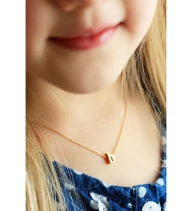 925 Ayar Gümüş Gold Mini Üç Boyutlu B Harfi Kolye