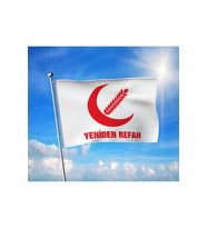 Beyaz Yeniden Refah Partisi Bayrağı Premium Raşel Kumaş 100x150 cm