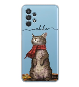 Samsung Atkılı Kedi Tasarımlı Şeffaf Telefon Kılıfı