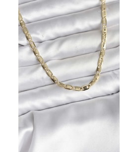 14K Gold Renk Kaplama Plaka Ezme Model Zincirli CM Kadın Kolye 5886 - HPSBYI3877-1117
