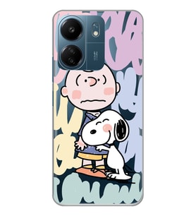 Xiaomi Redmi 13C Uyumlu Snoopy ve Charlie Brown Tasarımlı Şeffaf Telefon Kılıfı