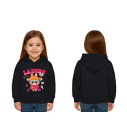 Unisex Baskılı Çocuk Swaetshirt Labubu Baskılı Kapüşonlu 3 İplik Şardonlu (Siyah)