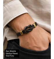 Erkek Hakiki Deri Bileklik – Düğüm Detaylı, Çok Sıralı Vintage Metal Tasarım