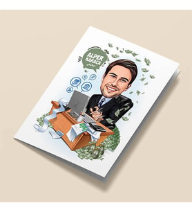 Kişiye Özel Parası Bol Erkek Karikatürlü Tebrik Kartı