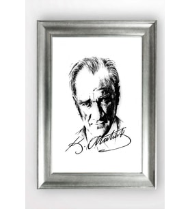 Gümüş Çerçeveli Atatürk Tablo cv1310