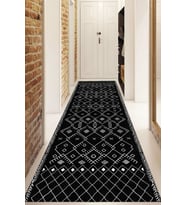 Dijital Baskılı Kaymaz Taban Yıkanabilir Modern Yolluk Ve Koridor Halısı NDU-SD-556 (Siyah)
