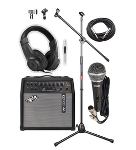 Midex MGA-50BK-PAK Elektro Gitar Amfisi 50 Watt USB Bluetooth Şarjlı 4 girişli (Mikrofon Kulaklık Stand Kablo)